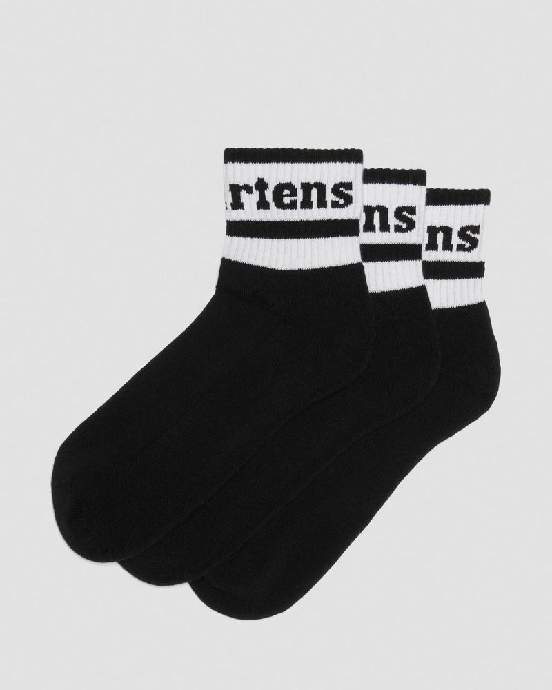 Calcetines Dr Martens Atléticos Logo Algodon Blend Corta 3-Pack Socks (Algodon Blend) Negras | YH46-N6KK