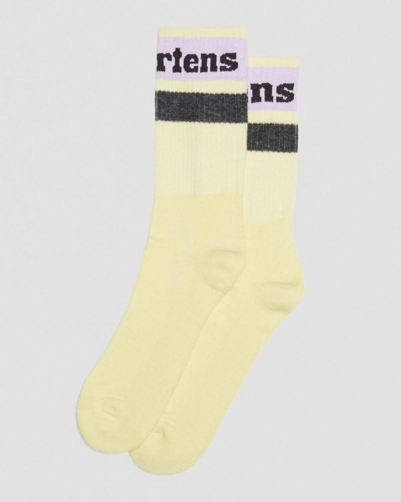 Calcetines Dr Martens Atléticos Logo Organic Algodon Blend Socks (Algodon Blend) Limón Amarillo | TX75-P3YP