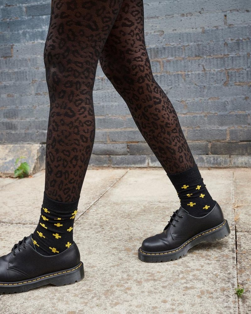 Calcetines Dr Martens Docs Cross Logo Organic Algodon Blend Socks (Algodon Blend) Black+Yellow | WM07-T2LT