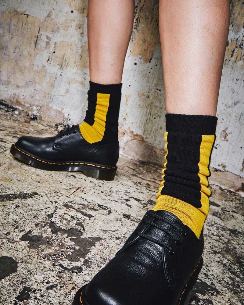 Calcetines Dr Martens Double Doc Algodon Blend Socks (Algodon Blend) Black+Yellow | WZ32-I1KT