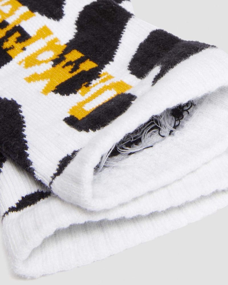 Calcetines Dr Martens Vertical Logo Cow Print Algodon Blend Socks (Algodon Blend) Black+White | QL38-T2VZ