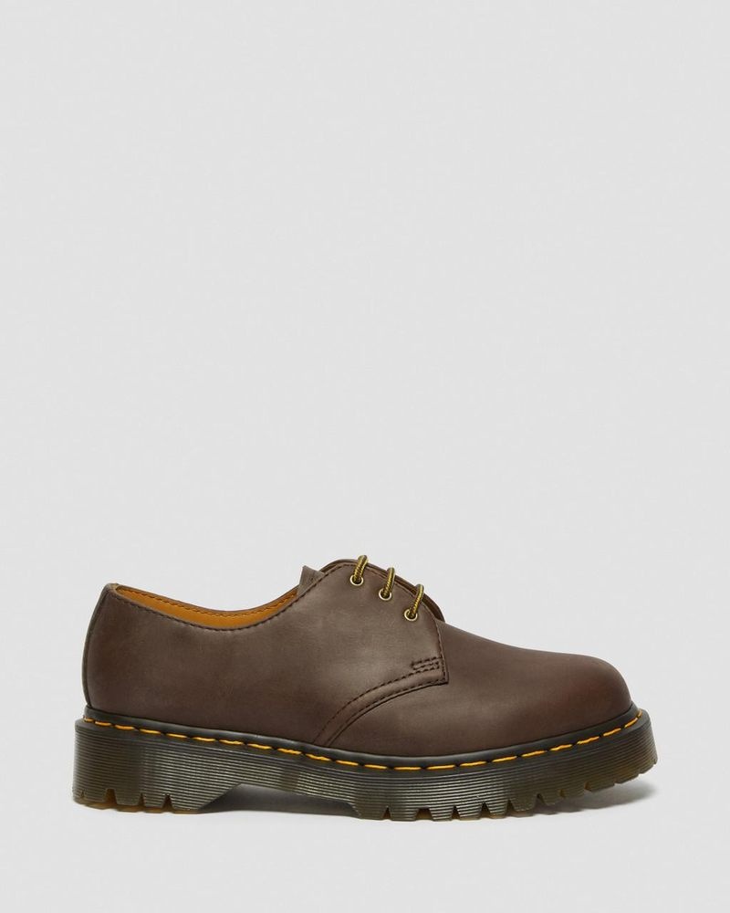 Plataformas Dr Martens 1461 Bex Crazy Horse Cuero Oxford Shoes (Crazy Horse) Marrones Oscuro | VW88-P6ER