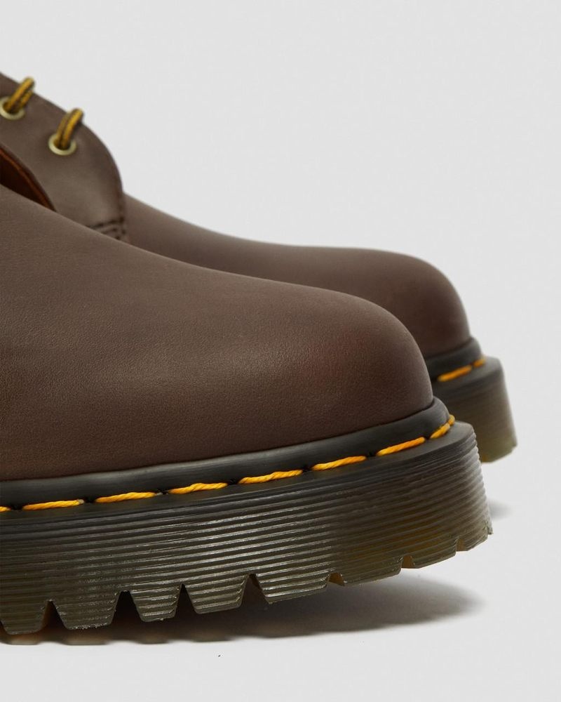 Plataformas Dr Martens 1461 Bex Crazy Horse Cuero Oxford Shoes (Crazy Horse) Marrones Oscuro | VW88-P6ER