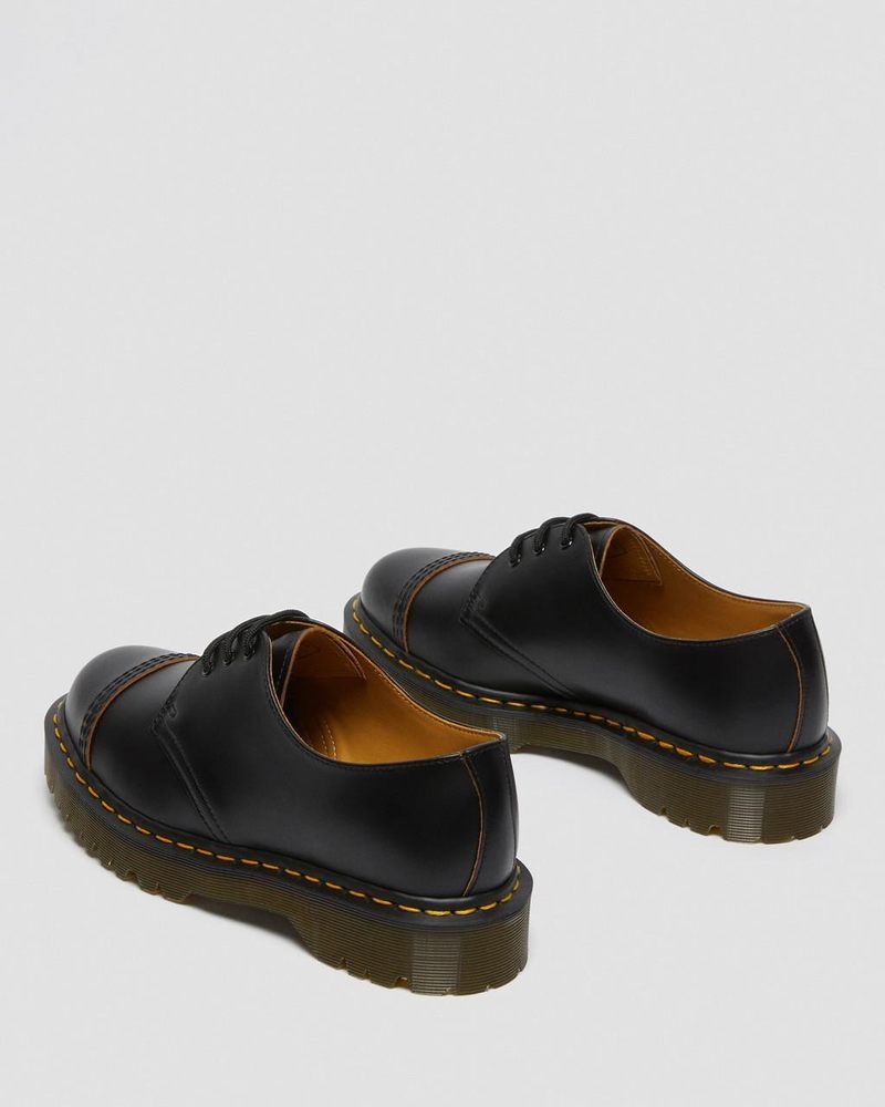 Plataformas Dr Martens 1461 Bex Made in England Puntera Cap Oxford Shoes (Vintage Smooth) Negras | PE58-W9RB