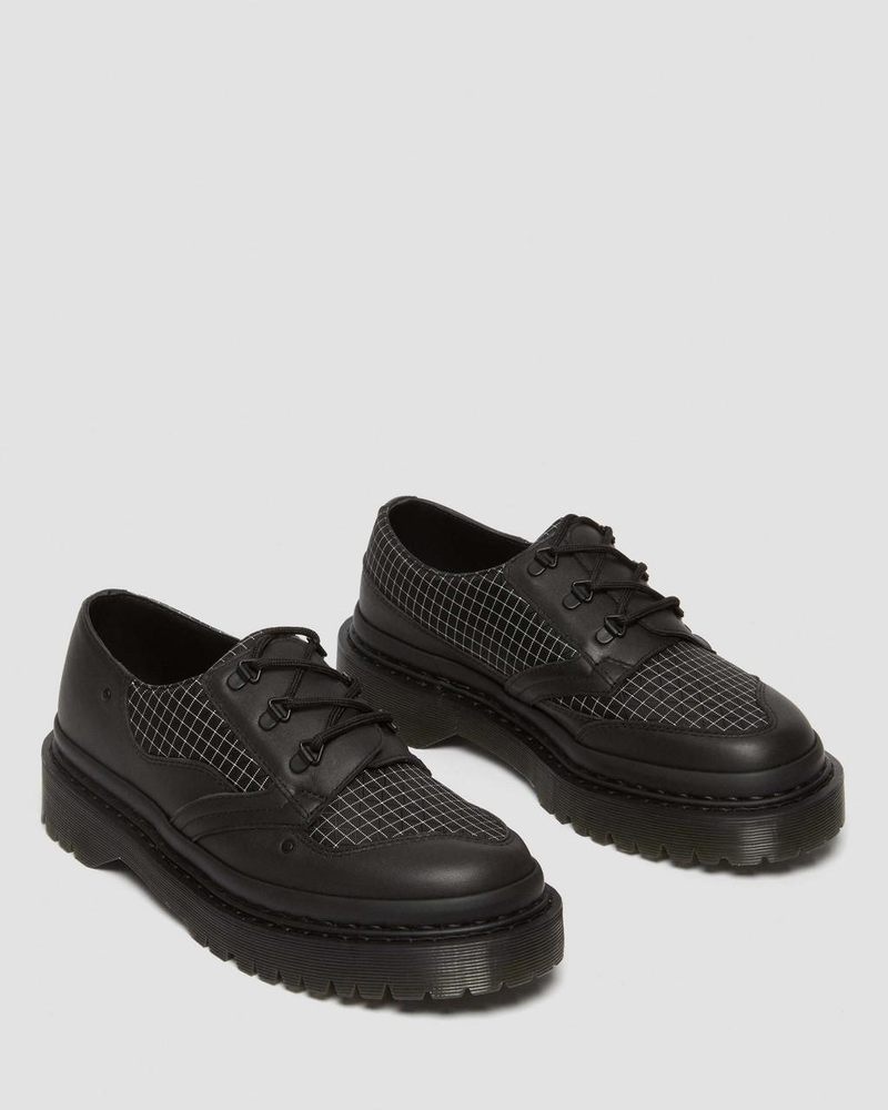 Plataformas Dr Martens 1461 Bex Ripstop Grid Oxford Shoes (Sorento+Grip Ripstop) Black/Black/White | FY19-O1BU