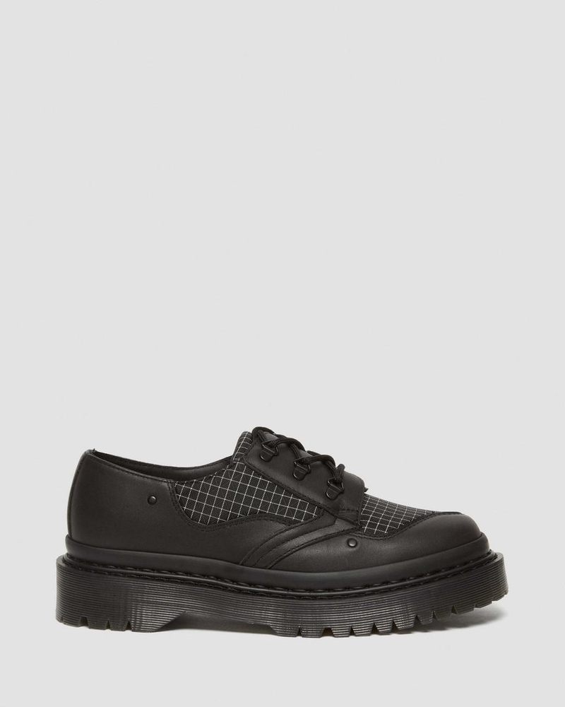 Plataformas Dr Martens 1461 Bex Ripstop Grid Oxford Shoes (Sorento+Grip Ripstop) Black/Black/White | FY19-O1BU