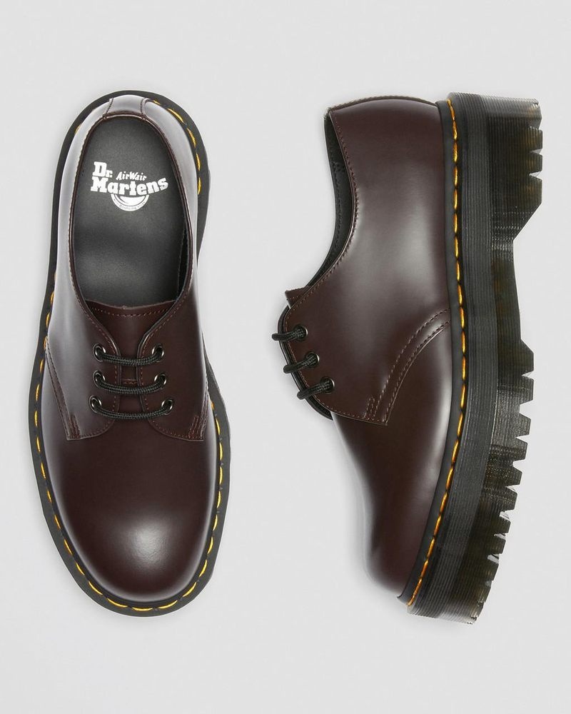 Plataformas Dr Martens 1461 Smooth Cuero Plataforma Shoes (Smooth Cuero) Burdeos | YG47-L8UF