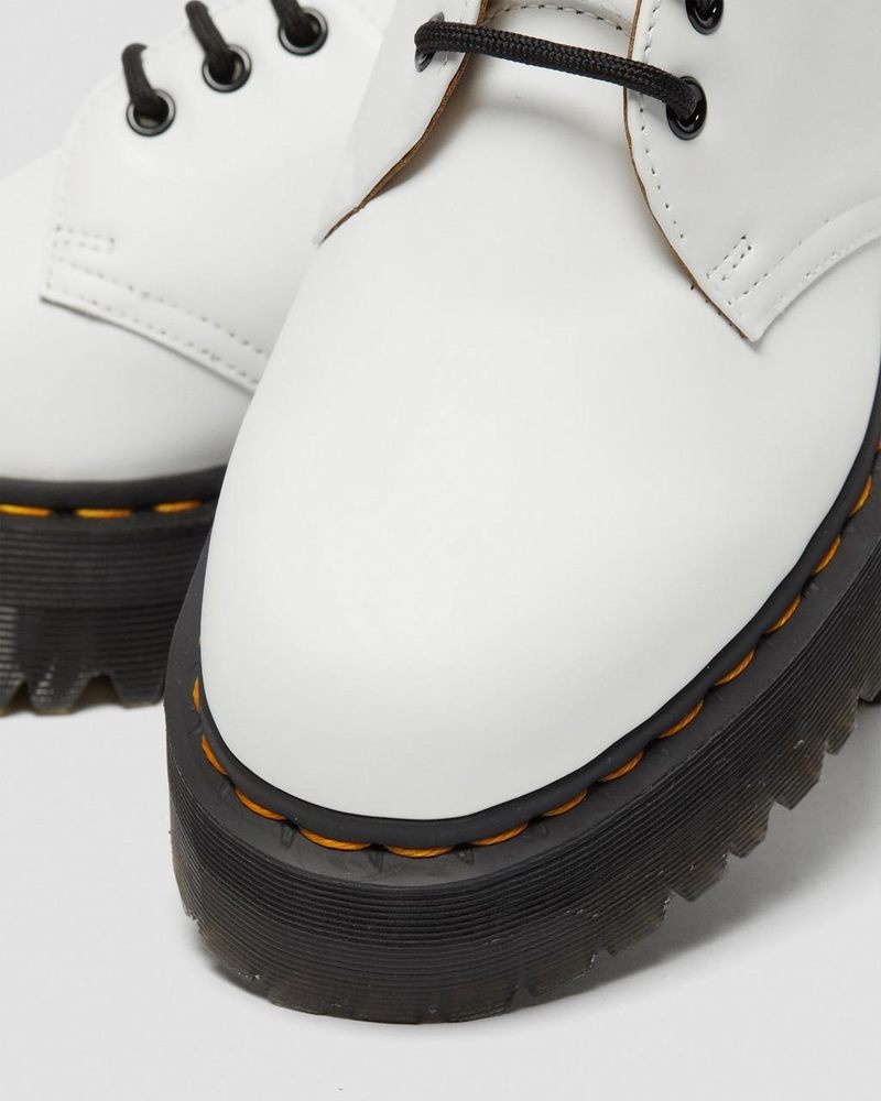 Plataformas Dr Martens 1461 Smooth Cuero Plataforma Shoes (Polished Smooth) Blancas | IB35-G3JP