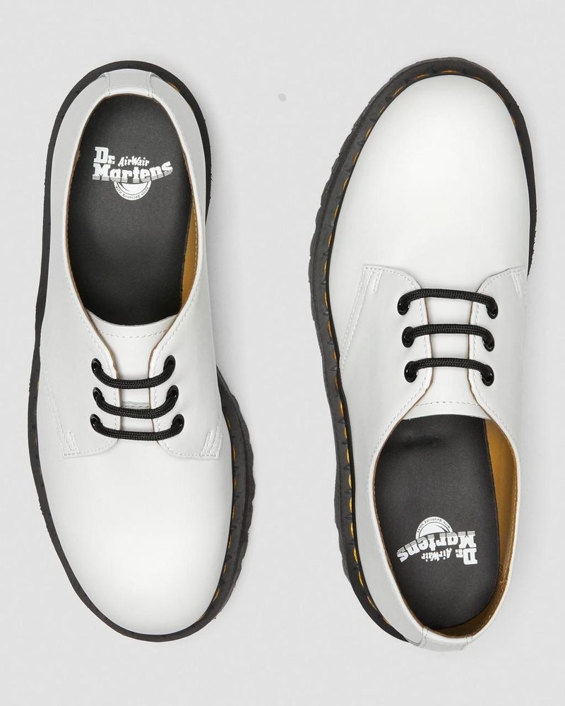 Plataformas Dr Martens 1461 Smooth Cuero Plataforma Shoes (Polished Smooth) Blancas | IB35-G3JP