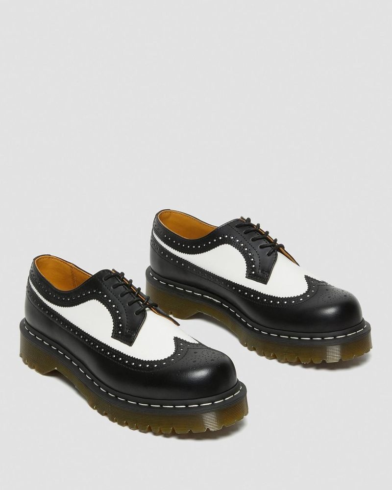 Plataformas Dr Martens 3989 Bex Smooth Cuero Brogue Shoes (Smooth Cuero) Negras | KR56-F6WC