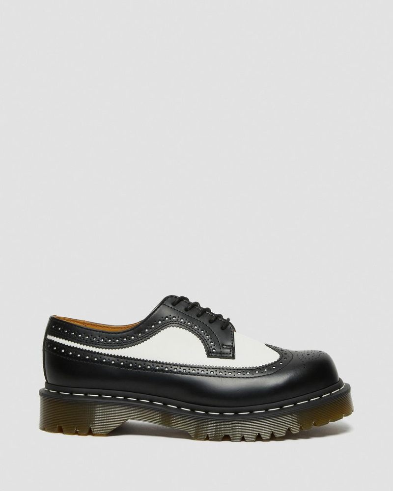 Plataformas Dr Martens 3989 Bex Smooth Cuero Brogue Shoes (Smooth Cuero) Negras | KR56-F6WC