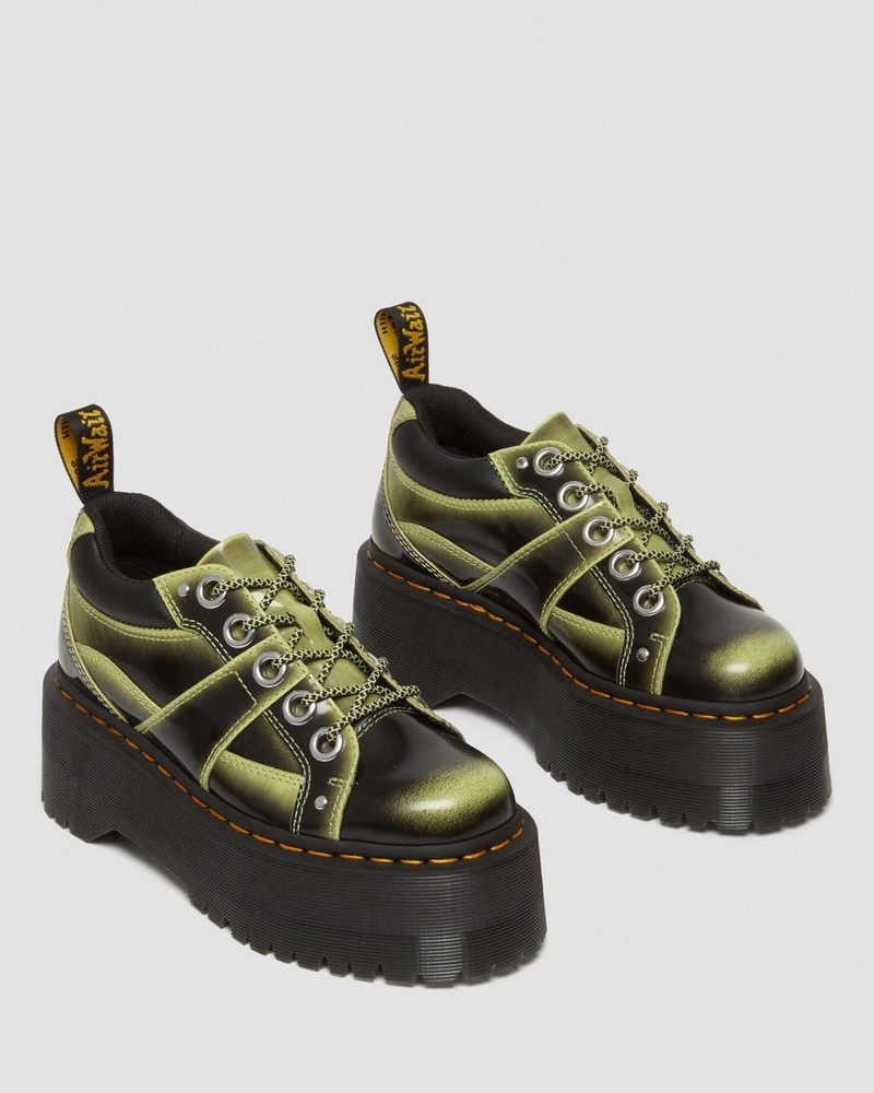 Plataformas Dr Martens 5-Eye Max Distressed Cuero Plataforma Shoes (Arcadia) Verde | IV80-M1YR