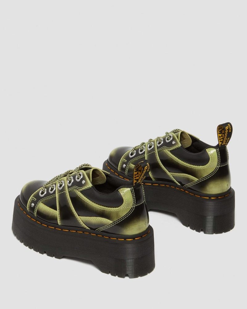 Plataformas Dr Martens 5-Eye Max Distressed Cuero Plataforma Shoes (Arcadia) Verde | IV80-M1YR