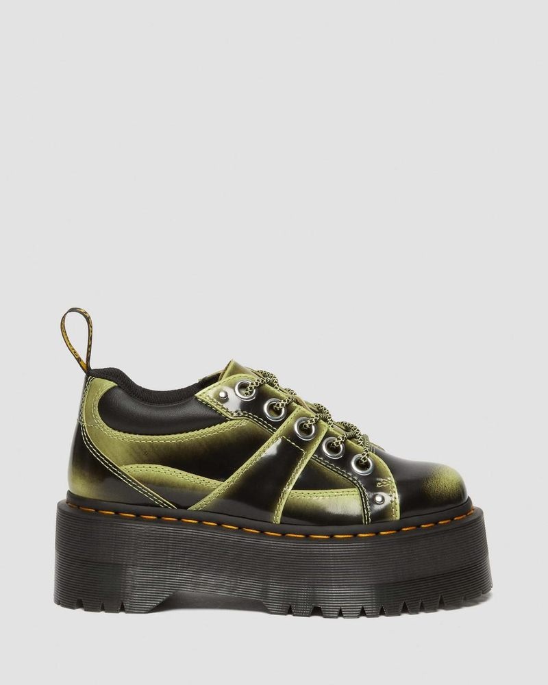 Plataformas Dr Martens 5-Eye Max Distressed Cuero Plataforma Shoes (Arcadia) Verde | IV80-M1YR