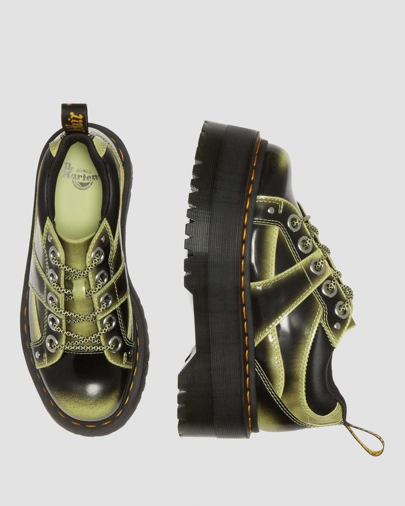 Plataformas Dr Martens 5-Eye Max Distressed Cuero Plataforma Shoes (Arcadia) Verde | IV80-M1YR