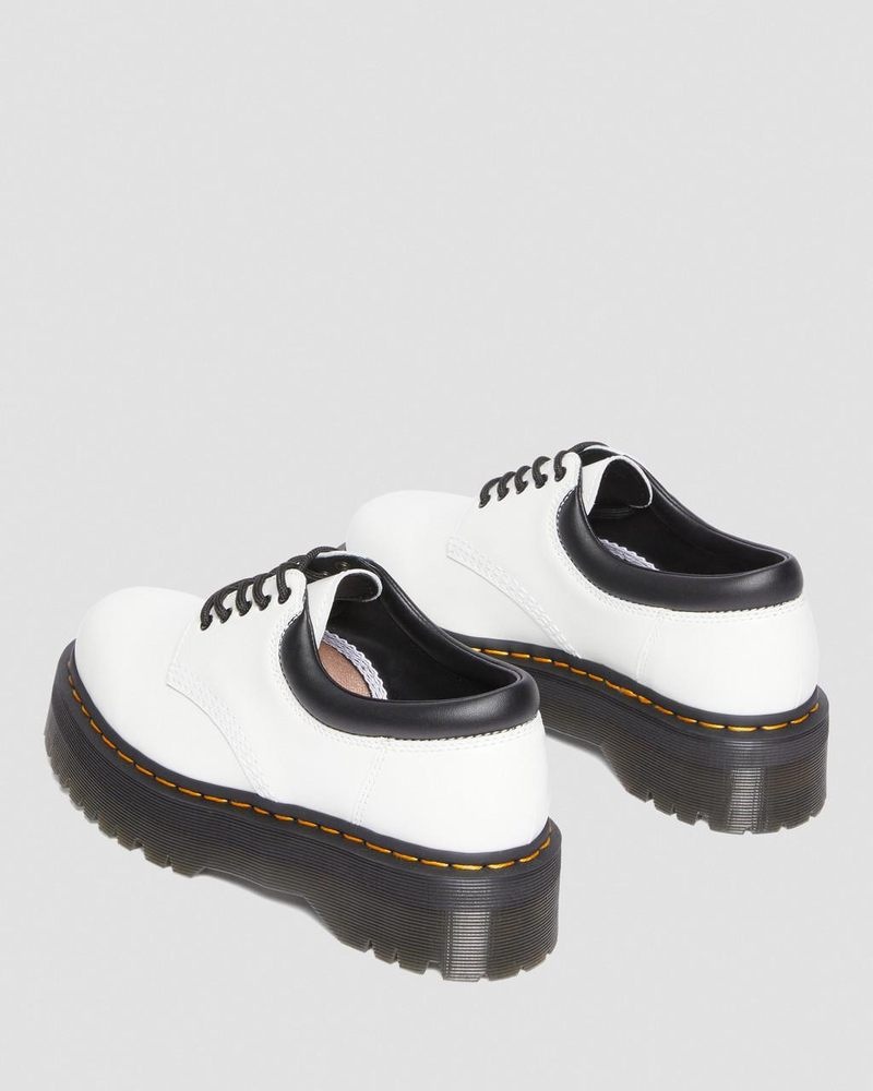 Plataformas Dr Martens 8053 Cuero Plataforma Casuales Shoes (Polished Smooth) Blancas | WK96-C2HB