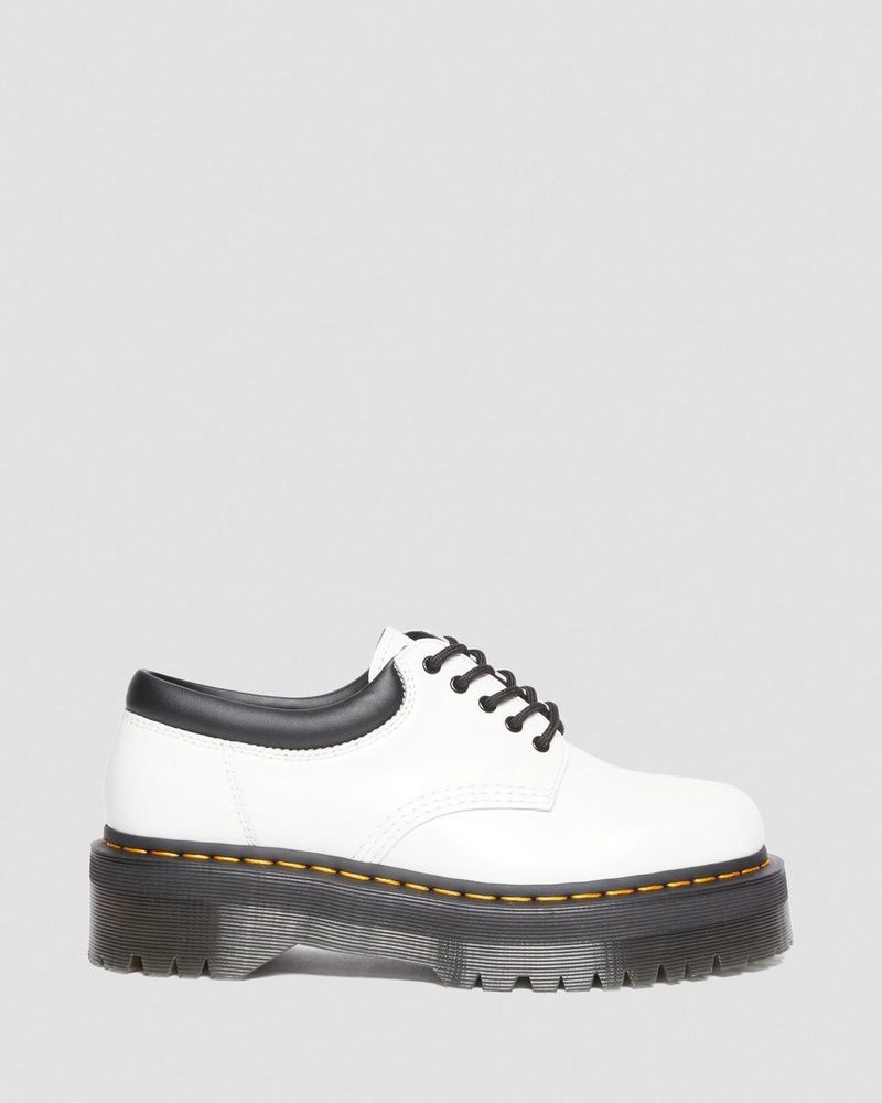 Plataformas Dr Martens 8053 Cuero Plataforma Casuales Shoes (Polished Smooth) Blancas | WK96-C2HB