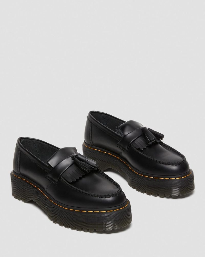 Plataformas Dr Martens Adrian Cuero Plataforma Tassel Loafers (Smooth Cuero) Negras | FQ38-S1GX