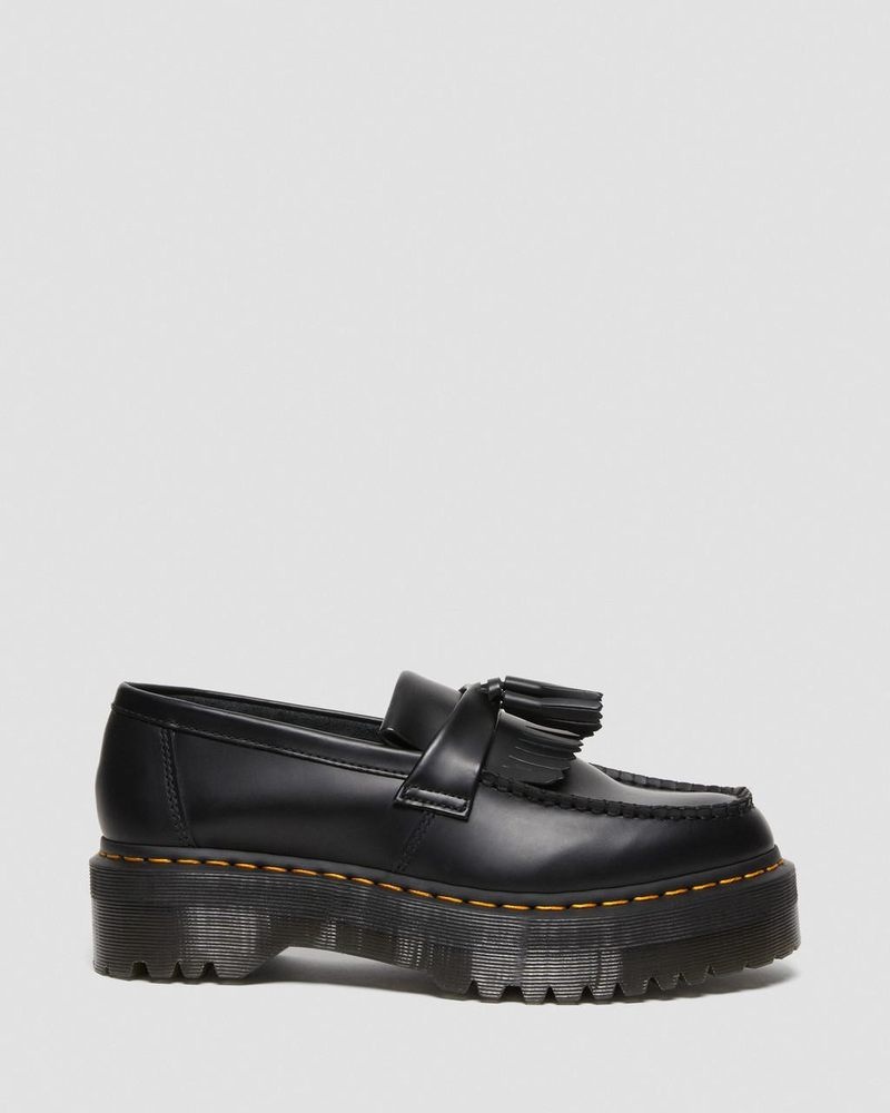 Plataformas Dr Martens Adrian Cuero Plataforma Tassel Loafers (Smooth Cuero) Negras | FQ38-S1GX