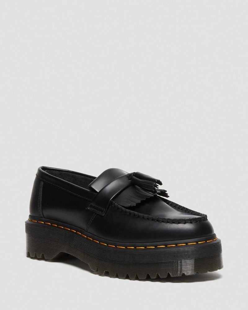 Plataformas Dr Martens Adrian Cuero Plataforma Tassel Loafers (Smooth Cuero) Negras | FQ38-S1GX