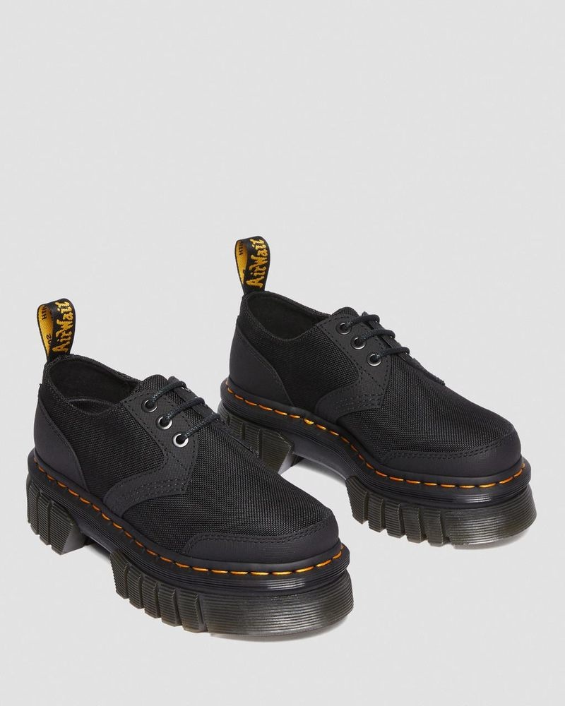 Plataformas Dr Martens Audrick Poly & Cuero Plataforma Shoes (Ajax+Extra Tough 50/50) Negras | DQ50-N9DT