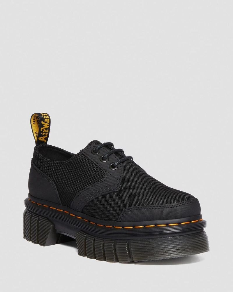 Plataformas Dr Martens Audrick Poly & Cuero Plataforma Shoes (Ajax+Extra Tough 50/50) Negras | DQ50-N9DT