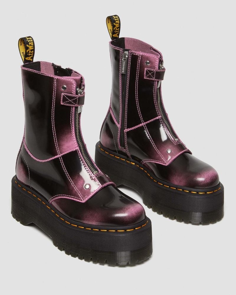 Plataformas Dr Martens Jetta Hi Max Distressed Cuero Plataforma Boots (Arcadia) Rosas | AO65-G0ME