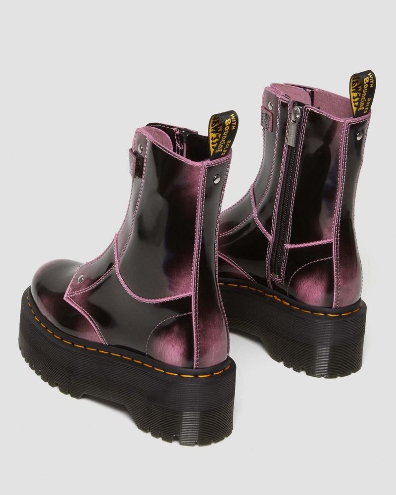 Plataformas Dr Martens Jetta Hi Max Distressed Cuero Plataforma Boots (Arcadia) Rosas | AO65-G0ME