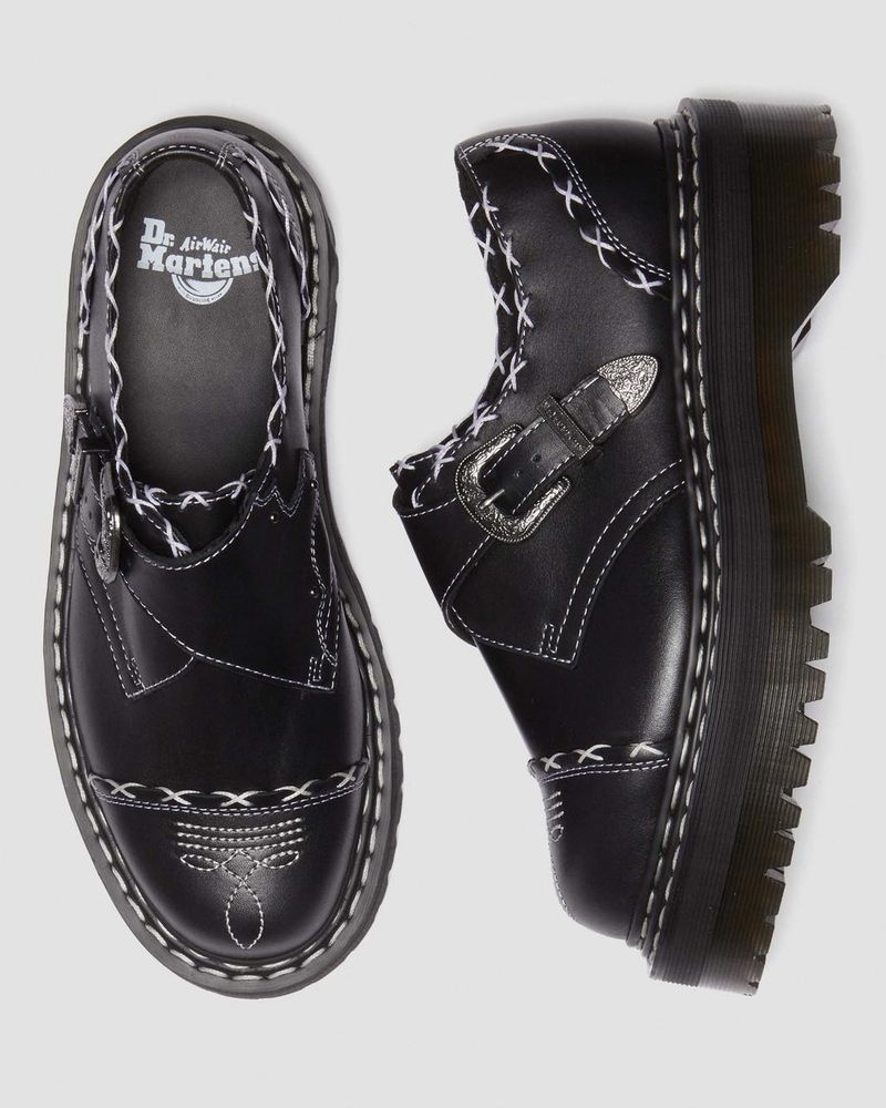 Plataformas Dr Martens Monk Gothic Americana Cuero Plataforma Shoes (Wanama) Negras | EJ62-L0RV