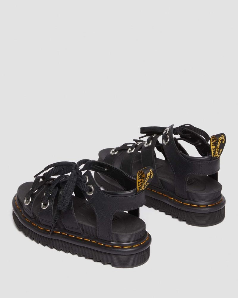 Sandalias Dr Martens Blaire Hardware Cuero Correa Sandals (Athena) Negras | HS49-V3XW