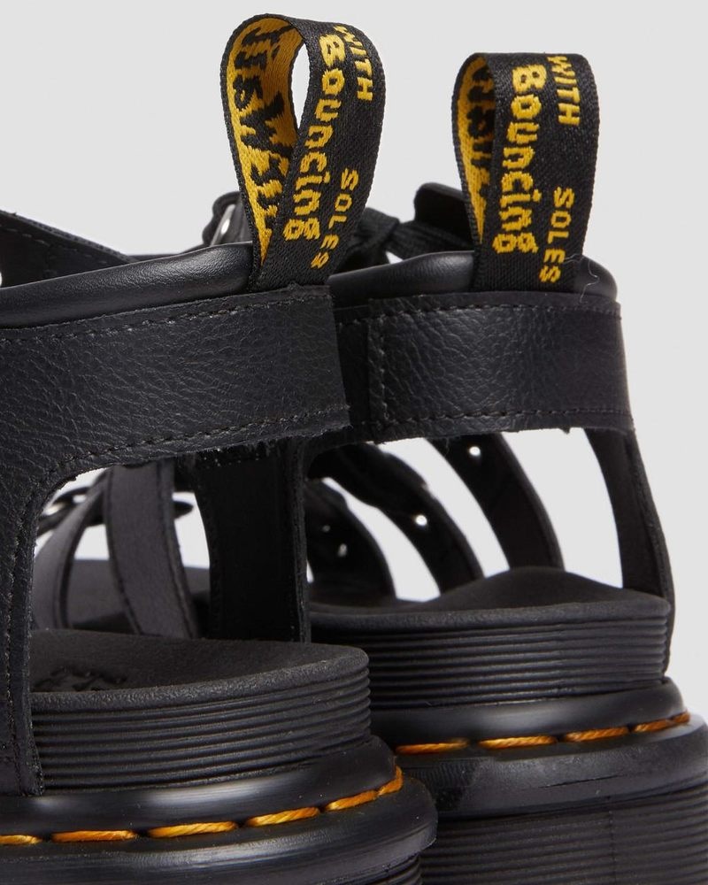 Sandalias Dr Martens Blaire Hardware Cuero Correa Sandals (Athena) Negras | HS49-V3XW