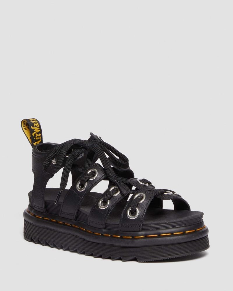 Sandalias Dr Martens Blaire Hardware Cuero Correa Sandals (Athena) Negras | HS49-V3XW