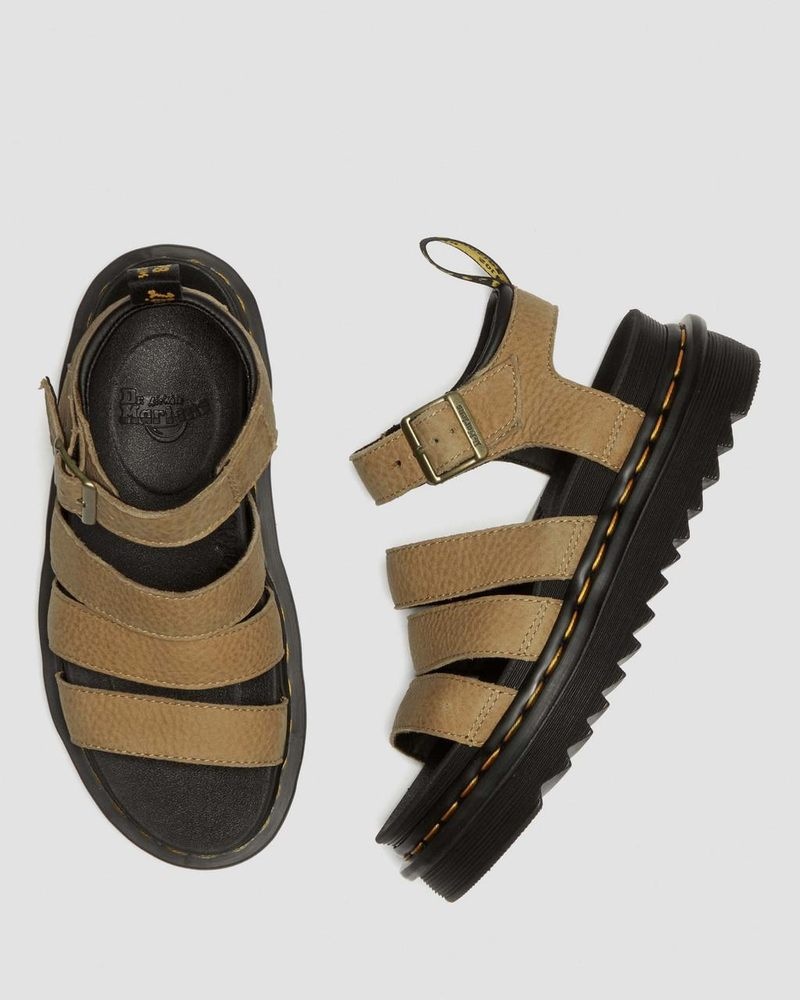 Sandalias Dr Martens Blaire Tumbled Nubuck Cuero Sandals (Tumbled Nubuck) Savannah Tan | NH24-N6TP