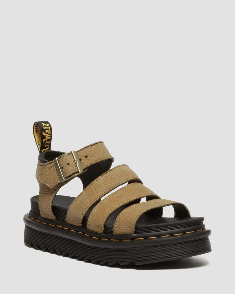 Sandalias Dr Martens Blaire Tumbled Nubuck Cuero Sandals (Tumbled Nubuck) Savannah Tan | NH24-N6TP