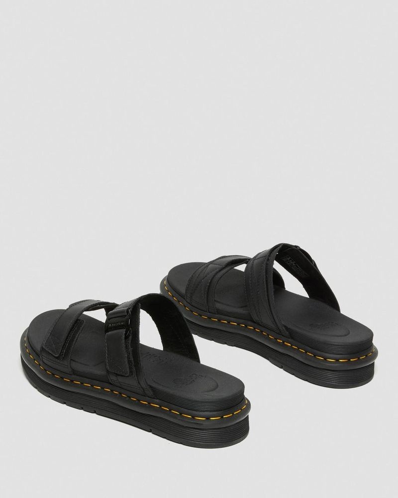 Sandalias Dr Martens Chilton Men's Cuero Chanclas Sandals (Hydro Cuero) Negras | KH41-V0LF