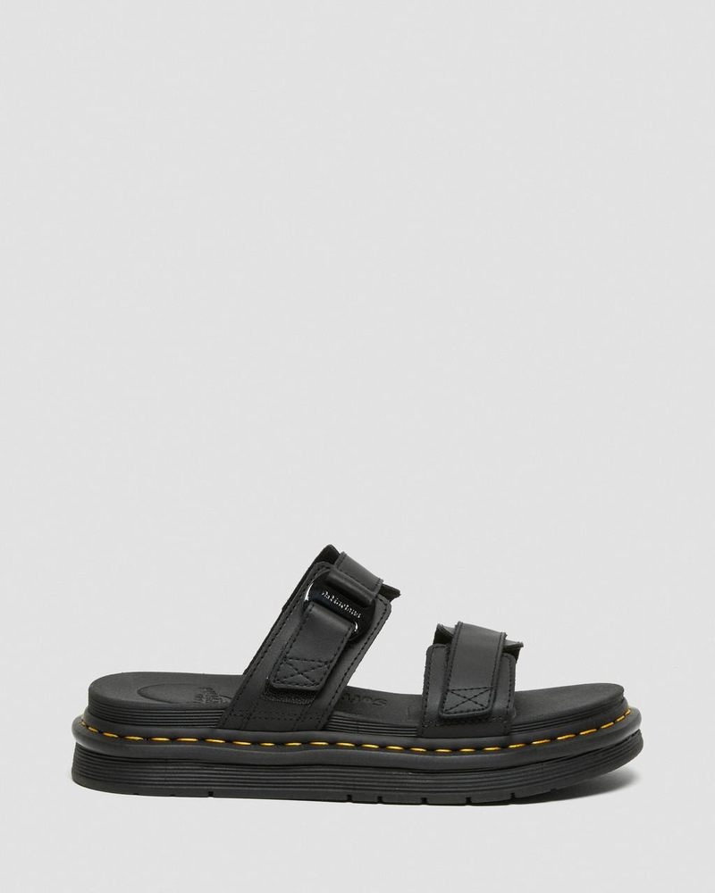 Sandalias Dr Martens Chilton Men's Cuero Chanclas Sandals (Hydro Cuero) Negras | KH41-V0LF