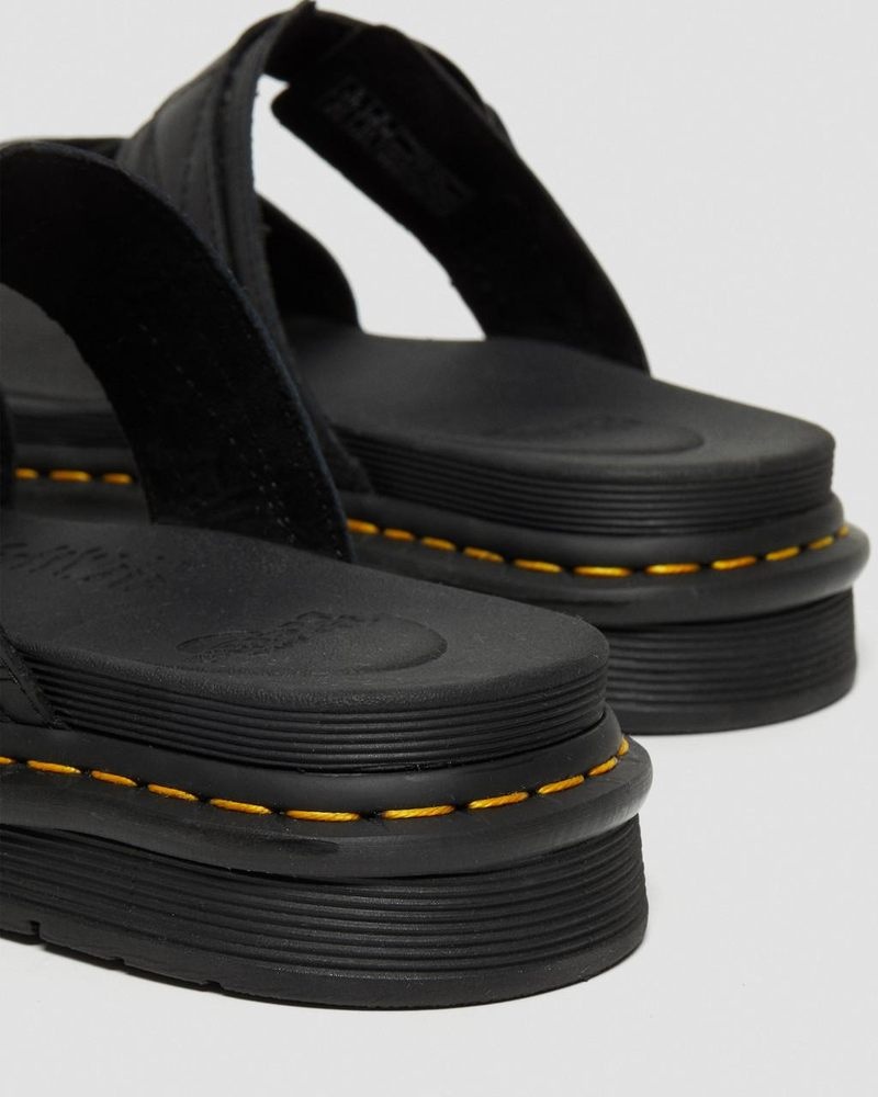 Sandalias Dr Martens Chilton Men's Cuero Chanclas Sandals (Hydro Cuero) Negras | KH41-V0LF