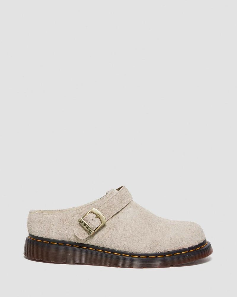 Sandalias Dr Martens Isham Faux Shearling Forro Gamuza Destalonadas Mules (Long Napped Gamuza) Vintage Taupe | GM83-M1MB