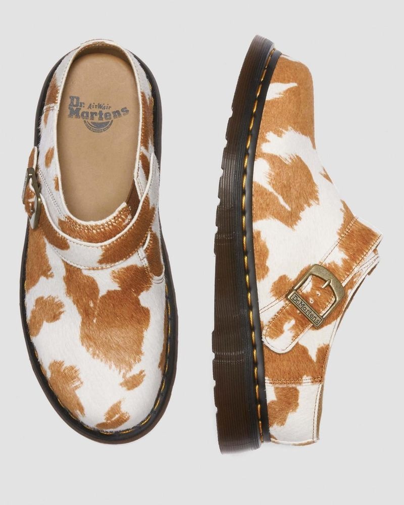 Sandalias Dr Martens Isham Hair-On Cow Print Destalonadas Mules (Hair On) Jersey Cow Print | JF19-O8KV