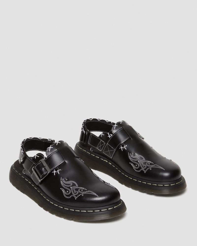 Sandalias Dr Martens Jorge II Gothic Americana Cuero Destalonadas Mules (Atlas) Negras | QZ15-D8ZM