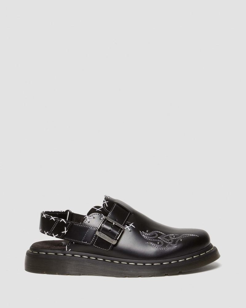 Sandalias Dr Martens Jorge II Gothic Americana Cuero Destalonadas Mules (Atlas) Negras | QZ15-D8ZM