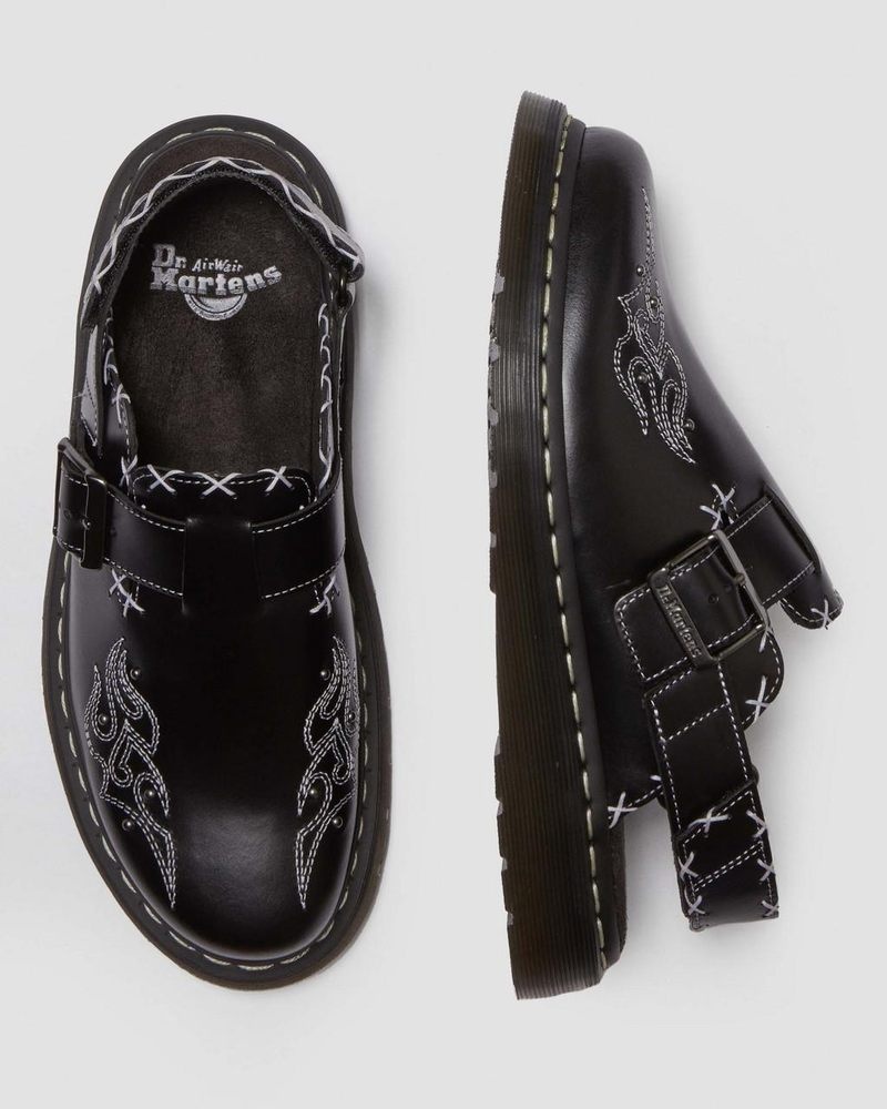 Sandalias Dr Martens Jorge II Gothic Americana Cuero Destalonadas Mules (Atlas) Negras | QZ15-D8ZM