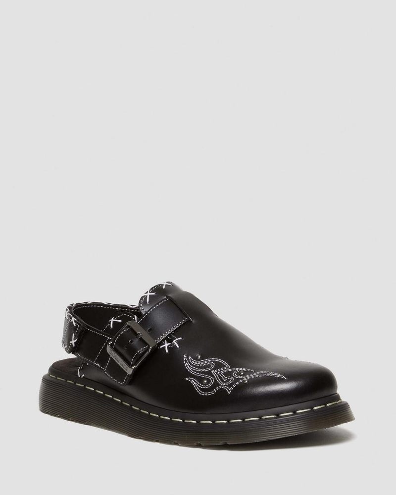 Sandalias Dr Martens Jorge II Gothic Americana Cuero Destalonadas Mules (Atlas) Negras | QZ15-D8ZM