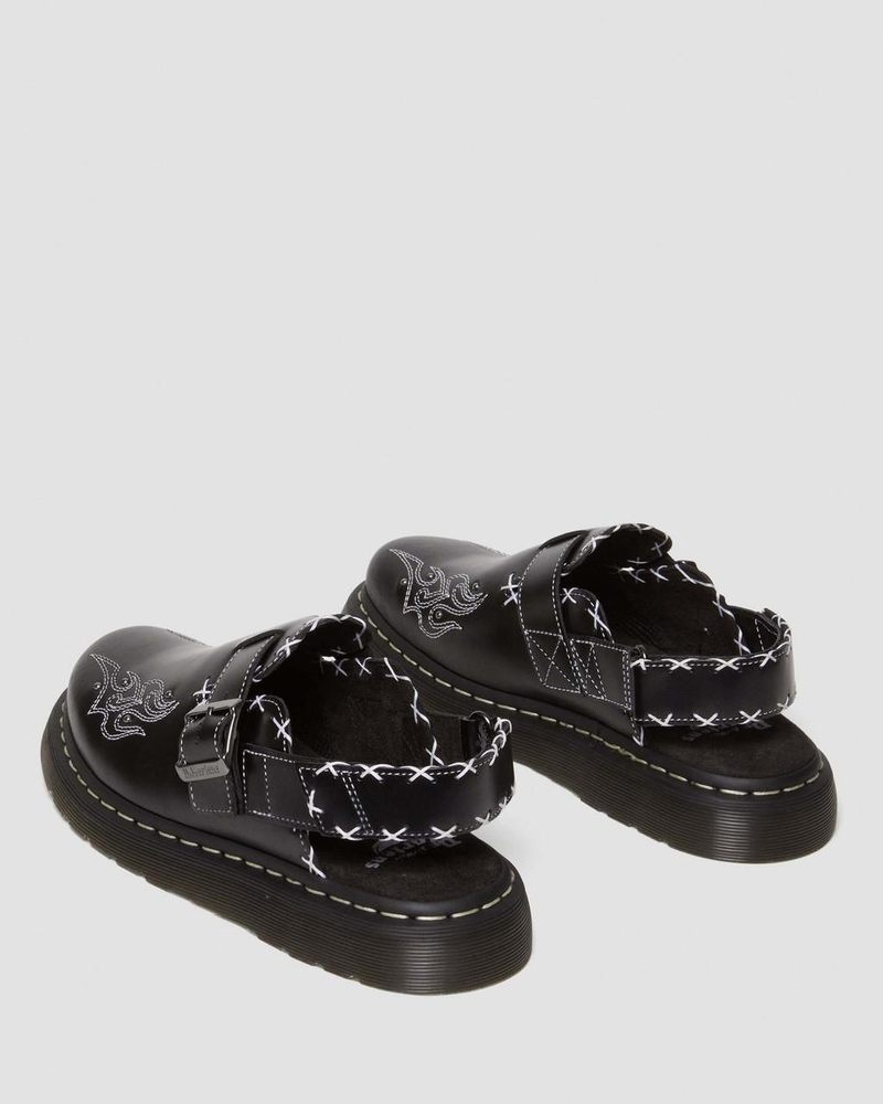 Sandalias Dr Martens Jorge II Gothic Americana Cuero Destalonadas Mules (Atlas) Negras | CS62-P9UB