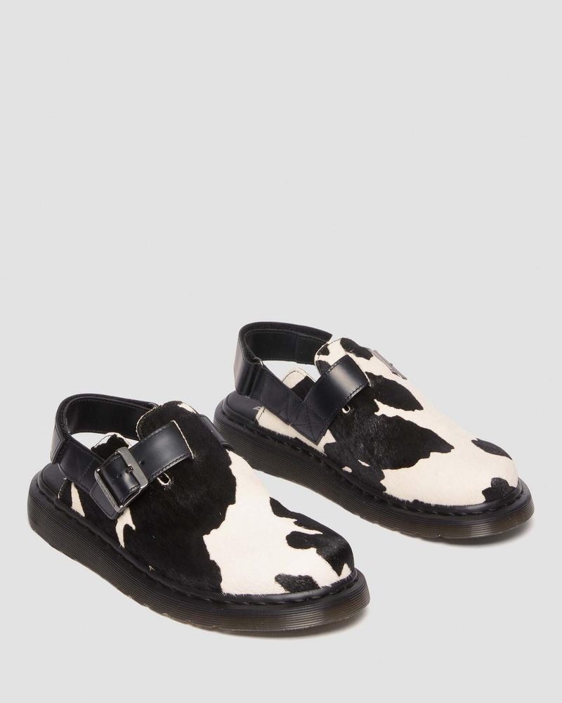 Sandalias Dr Martens Jorge II Hair-on Animal Print Destalonadas Mules (Hair On + Atlas) Black/White | SF34-Q1BO