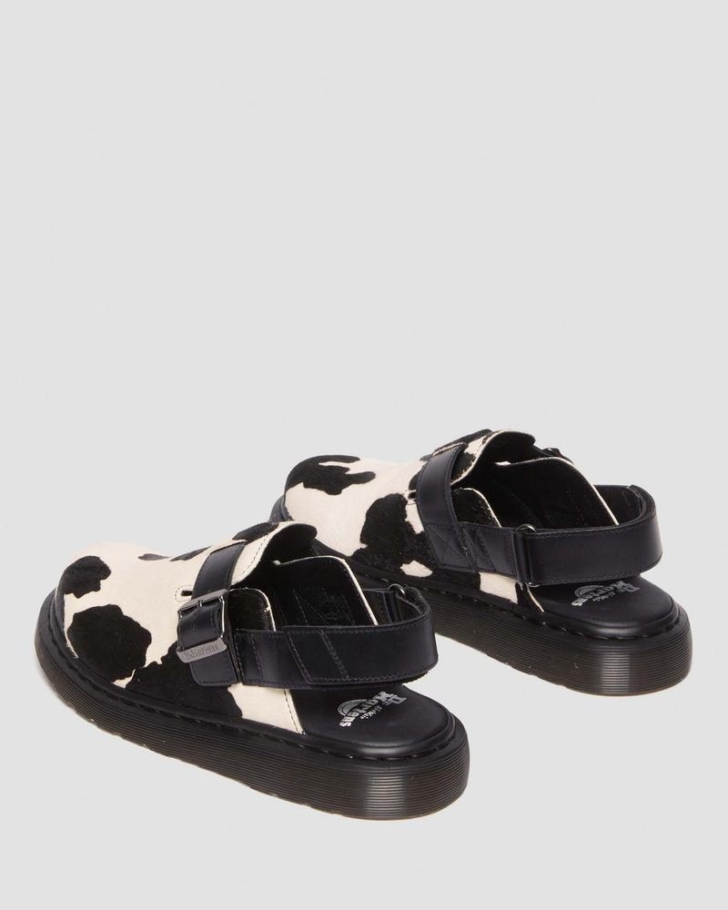 Sandalias Dr Martens Jorge II Hair-on Animal Print Destalonadas Mules (Hair On + Atlas) Black/White | SF34-Q1BO