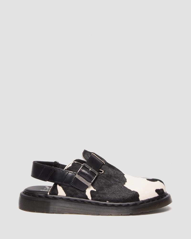 Sandalias Dr Martens Jorge II Hair-on Animal Print Destalonadas Mules (Hair On + Atlas) Black/White | SF34-Q1BO