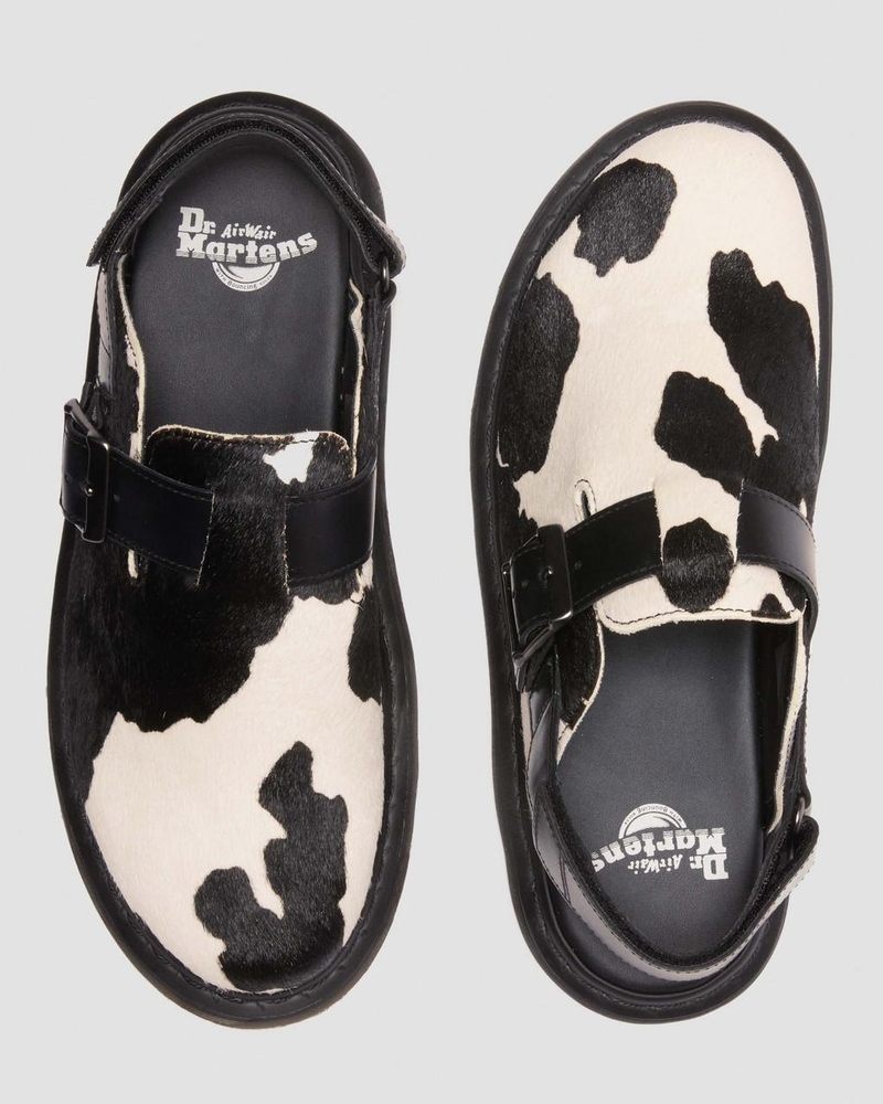 Sandalias Dr Martens Jorge II Hair-on Animal Print Destalonadas Mules (Hair On + Atlas) Black/White | SF34-Q1BO