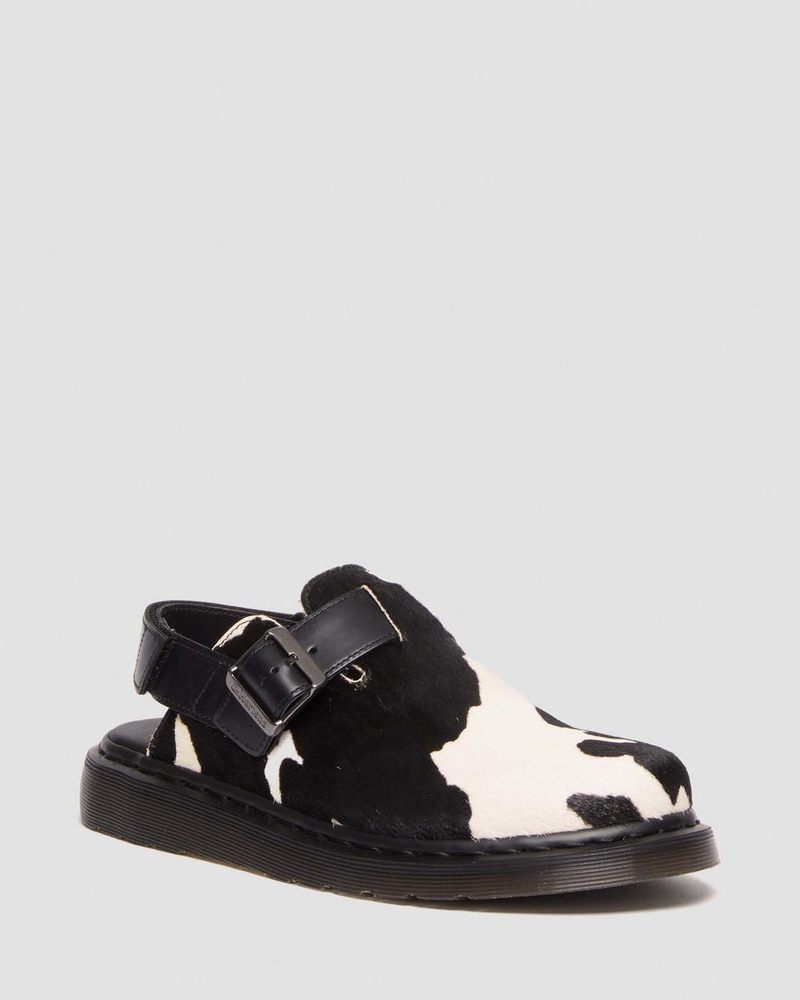 Sandalias Dr Martens Jorge II Hair-on Animal Print Destalonadas Mules (Hair On + Atlas) Black/White | SF34-Q1BO