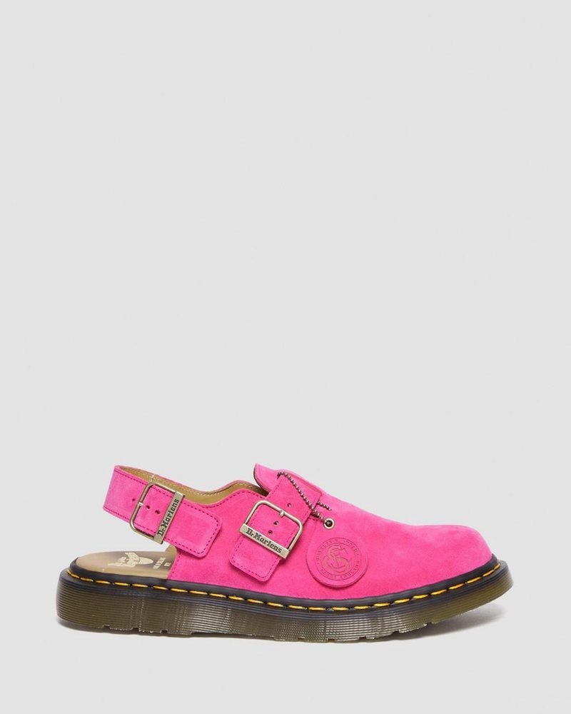 Sandalias Dr Martens Jorge Made in England Gamuza Destalonadas Mules (Repello Calf Gamuza (Gum Oil)) Rosas | ZZ15-B1PE